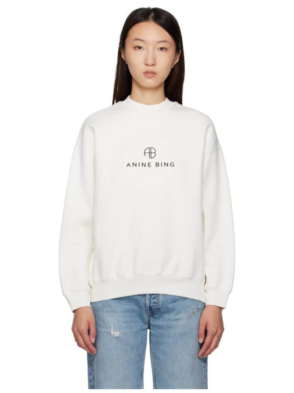 ANINE BING Off-White Jaci Monogram Sweatshirt - Picture 4 of 5